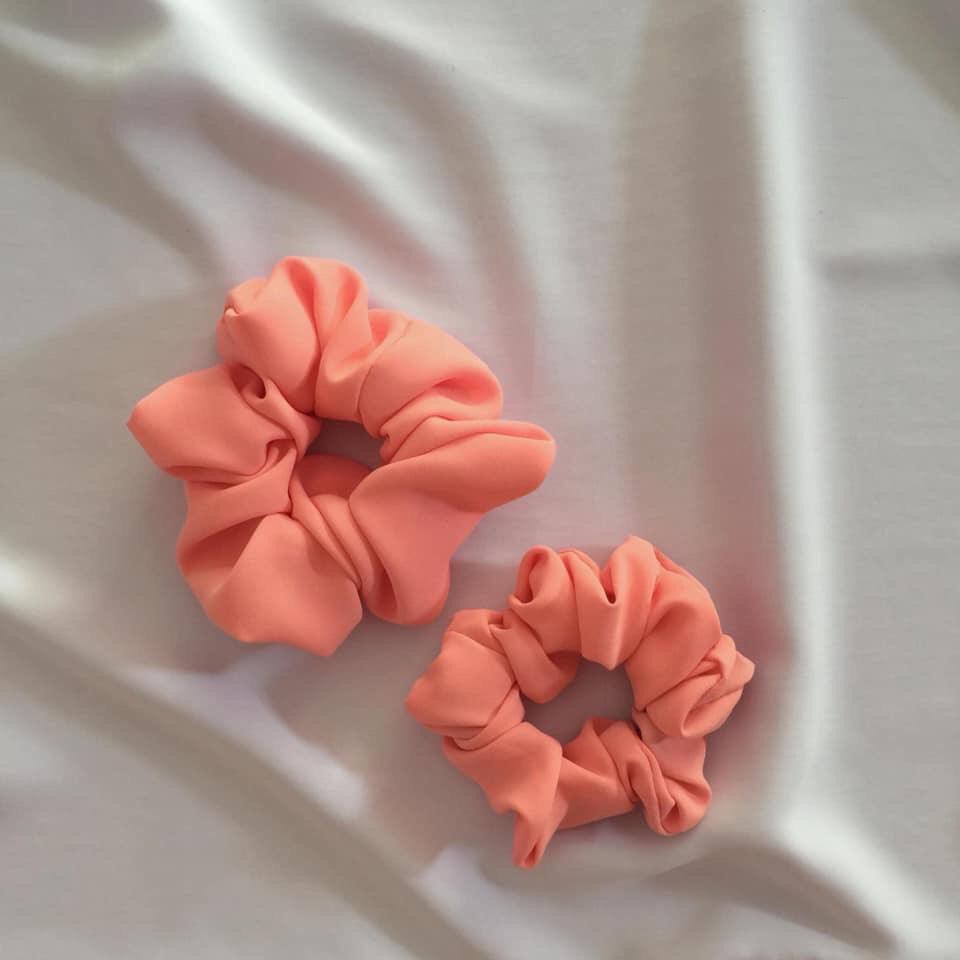 Dây cột tóc Scrunchies hồng cam