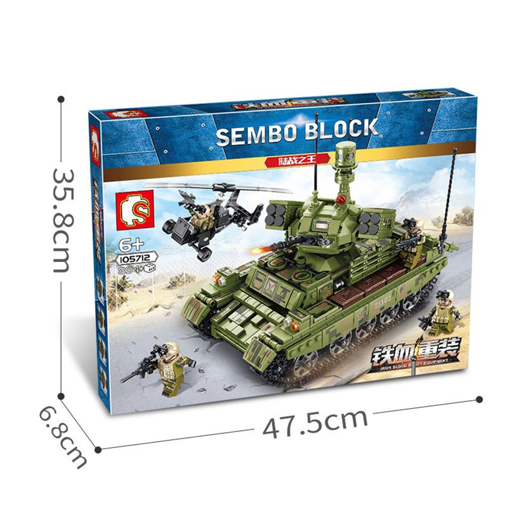 Đồ chơi lego xe Tank tên lửa quân sự giúp trẻ tư duy tăng trí tưởng tượng lắp ghép với 894 mảnh ghép