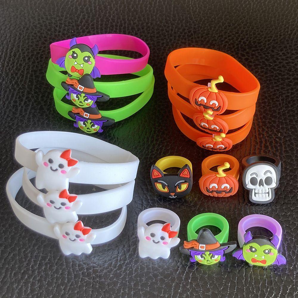 Vòng Đeo Tay Silicone Hình Trái Bí Ngô Đầu Lâu Trang Trí Tiệc Halloween Cho Bé