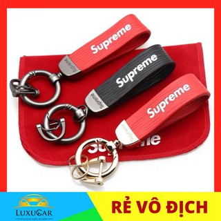 Móc khóa thời trang Supreme chất liệu da và hợp kim cao cấp phù hợp móc khóa xe hơi, ô tô, xe máy
