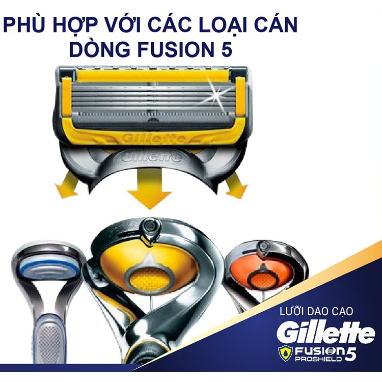 Bộ dao cạo râu cao cấp 5 lưỡi Gillette Fusion Proshield (1 tay cầm xoay chiều và 2 đầu cạo 5+1)