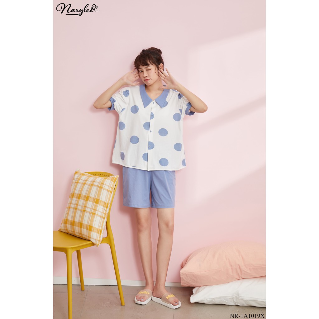 Bộ đồ mặc nhà áo cộc quần lửng 100% cotton cao cấp Narylee NR-1A1019