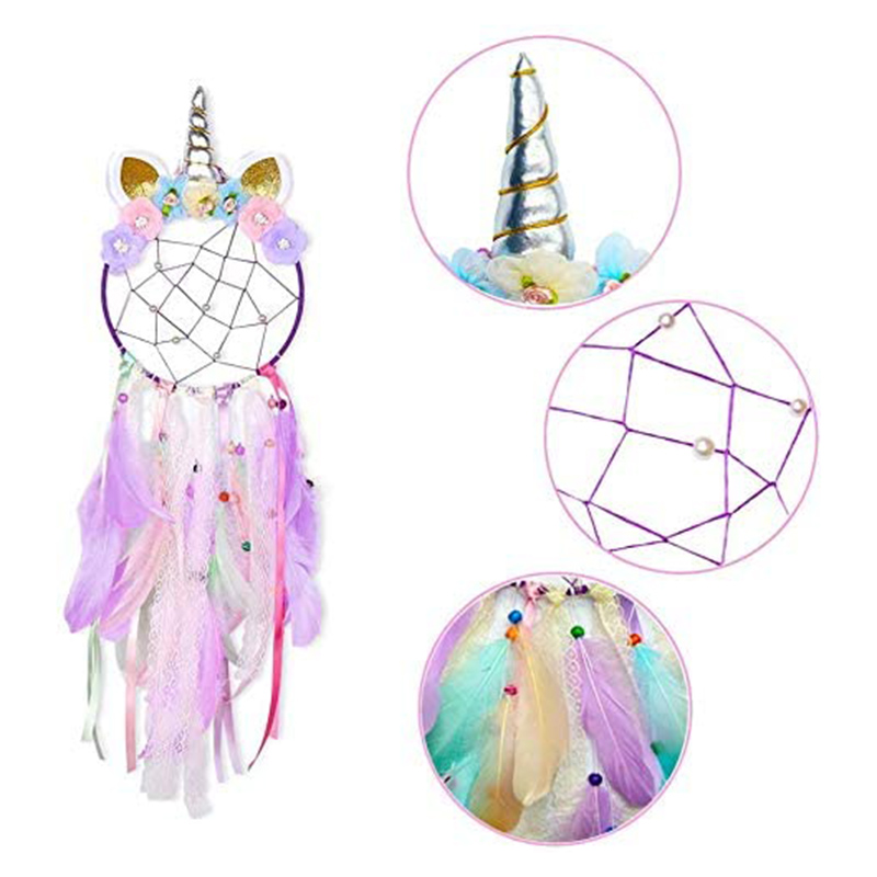 Bùa Đuổi Bắt Giấc Mơ Dream Catcher Màu Tím Treo Trang Trí Xe Hơi