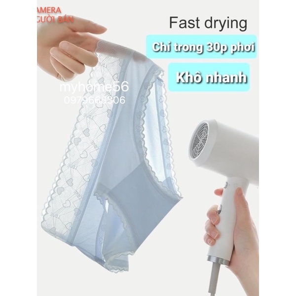 Quần lót nữ lụa băng - quần chip nữ tàng hình cạp ren họa tiết tim - có bigsize