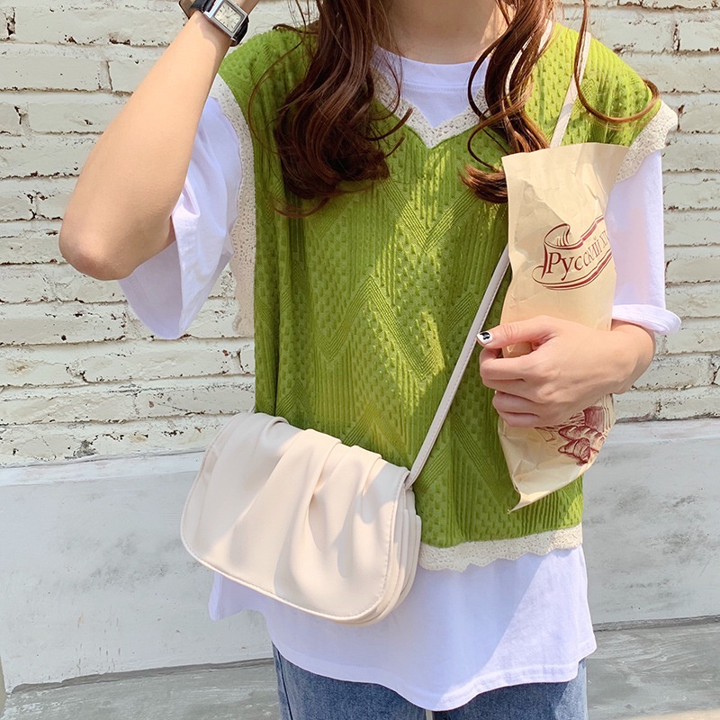 Túi đeo chéo hình đám mây màu trắng phong cách Hàn Quốc mới cho nữ