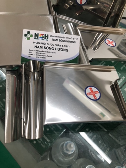 Khay chia đếm thuốc dụng cụ chia thuốc đếm thuốc chữ nhật inox loại nhỏ 10 x 15 x 2,5 cm