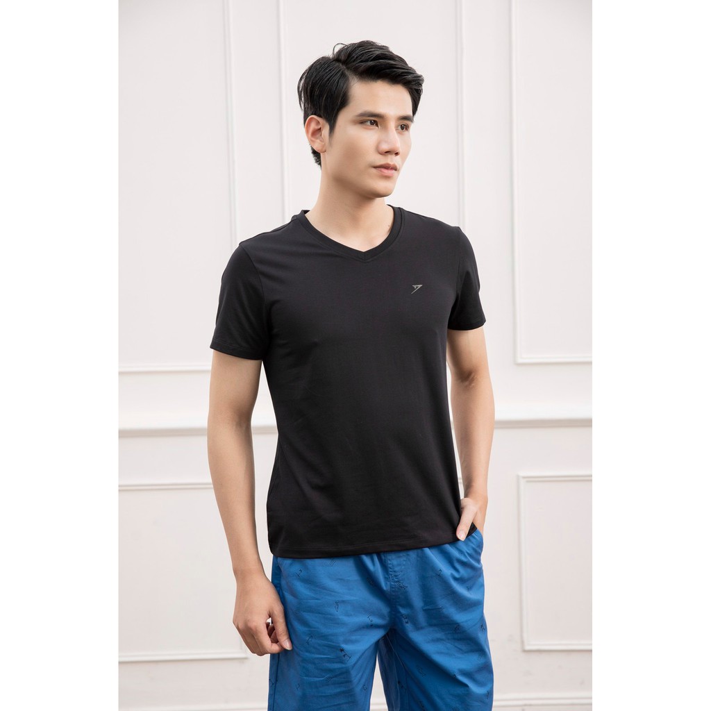Áo thun lạnh nam tay ngắn cổ tim KWIN thiết kế basic thể thao cộc tay chất mềm mát thoáng mát KTS001S1