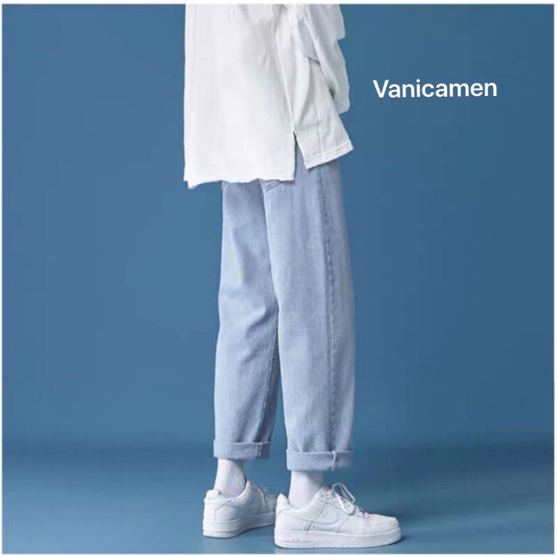 Quần Jean Baggy nam xanh sáng nhạt ống suông rộng BG01 style hàn quốc 2021 Vanicamen