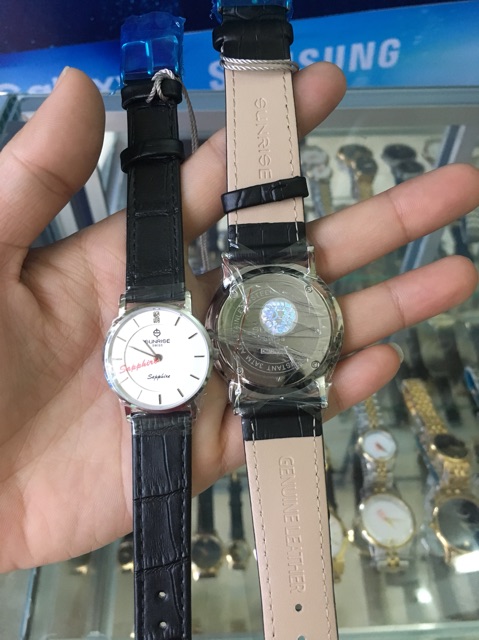 Đồng hồ nam sunrise dây da- kính sapphire- siêu mỏng