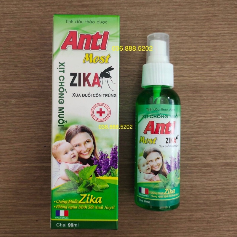 Xịt chống muỗi ANTI MOST ZIKA, xua đuổi côn trùng, tránh muỗi đốt cho bé yêu - chai 99ml