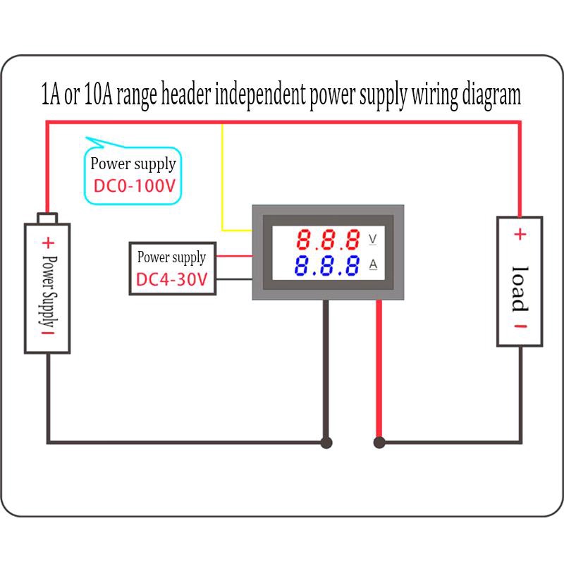 DC0-100V 10A LED đỏ xanh Hiển thị kép Ampe kế điện áp kỹ thuật số để sử dụng tại nhà