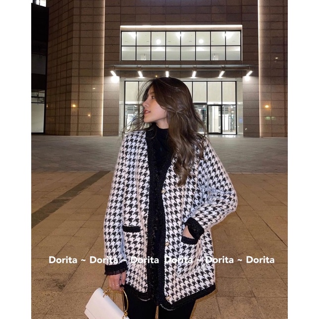 [Ảnh thật/Video] Áo Khoác Dạ Tweed Phong Cách Ulzzang, Áo Khoác dạ Viền Voan hàng Quảng Châu - Dorita Boutique | WebRaoVat - webraovat.net.vn