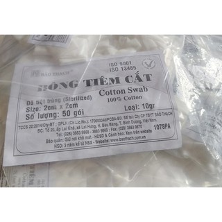 Bông cắt - Bông tiêm cắt tiệt trùng Bảo Thạch (50gói/bịch)