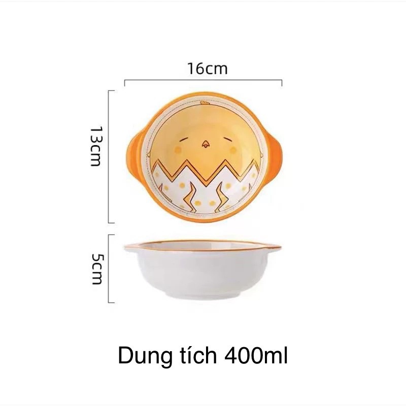 Bát ăn cơm Chén bát sứ cho bé ăn dặm hoạ tiết hoạt hình dễ thương decor bàn ăn