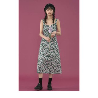 Đầm lụa hàn SEFA họa tiết hai dây