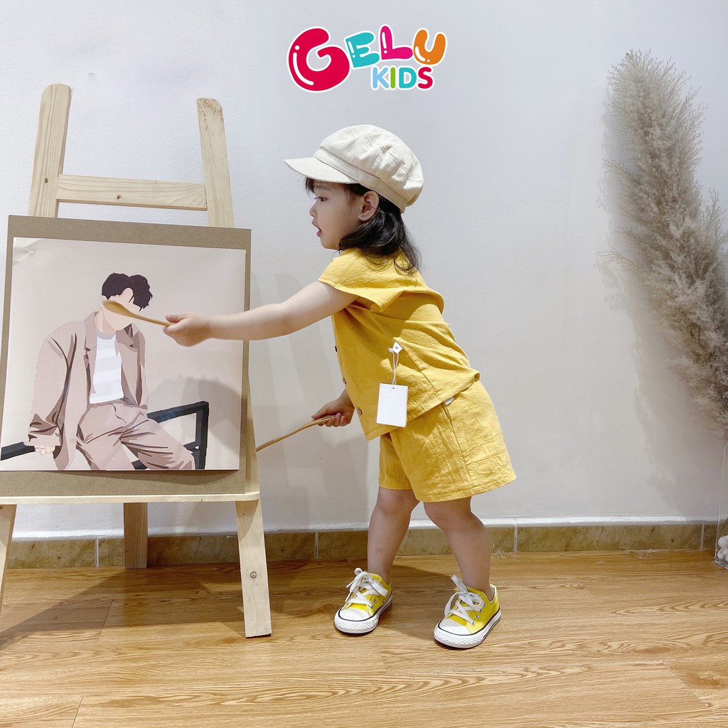 Quần áo cho bé, Set sơ mi kiểu cổ vest mix quần đùi GELU KIDS phong cách Hàn Quốc chất liệu thô mềm - SBU001 S