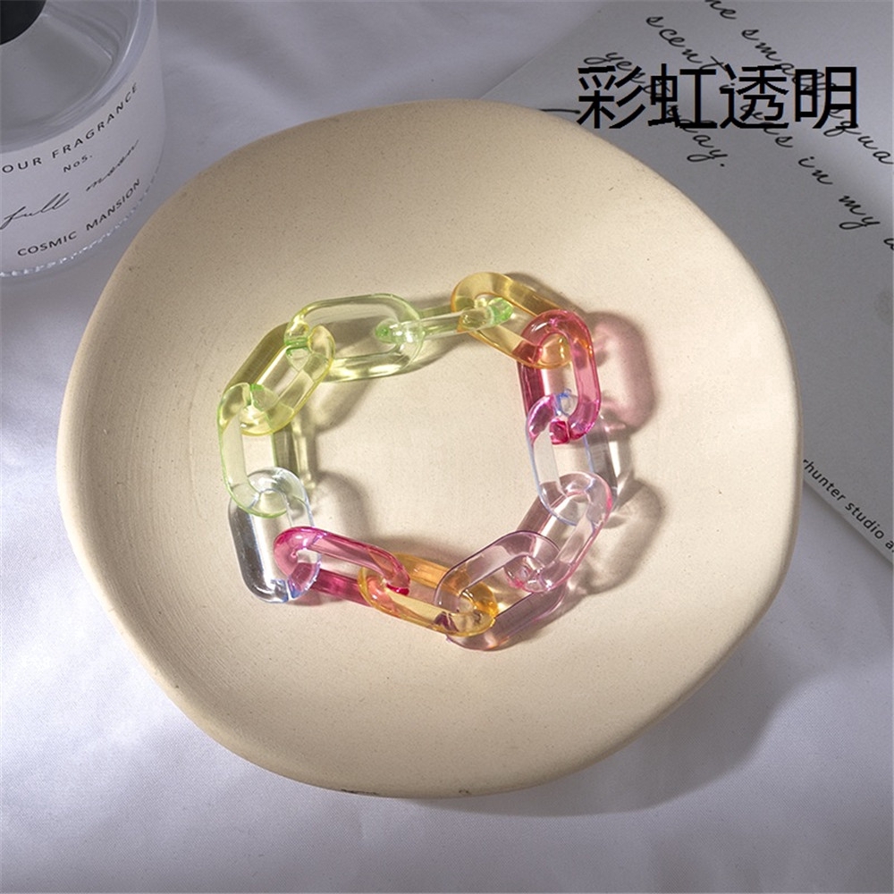 Vòng tay mắt xích bằng nhựa resin màu cầu vồng dễ thương