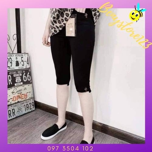 Quần Ngố Đính G 💖𝑭𝑹𝑬𝑬𝑺𝑯𝑰𝑷💖Quần Áo Tập Gym-Legging Lửng Co Giãn 4 Chiều Không Ra Màu