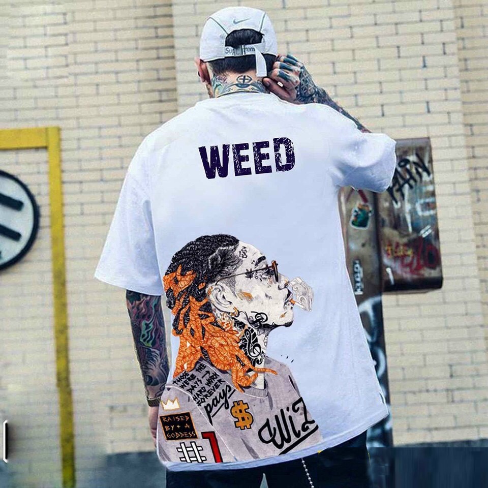 Áo thun nam họa tiết chữ WEED A006