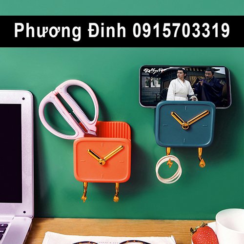 Kệ để REMOTE, ĐIỆN THOẠI dán tường, cắm sạc đa năng