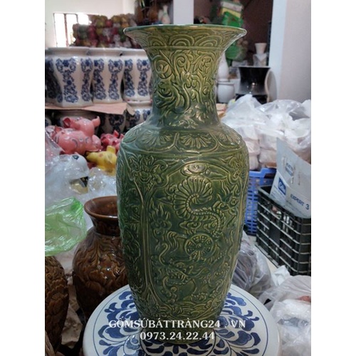 LỌ LỘC BÌNH PHONG THỦY CAO 43 cm HÌNH LONG PHỤNG LỤC BÌNH GỐM BÁT TRÀNG LỌ HOA CẮM CÀNH ĐÀO