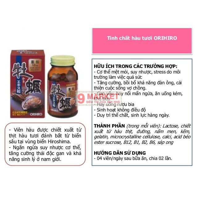 Tinh Chất Hàu Tươi Orihiro Oyster Extract Nhật Bản