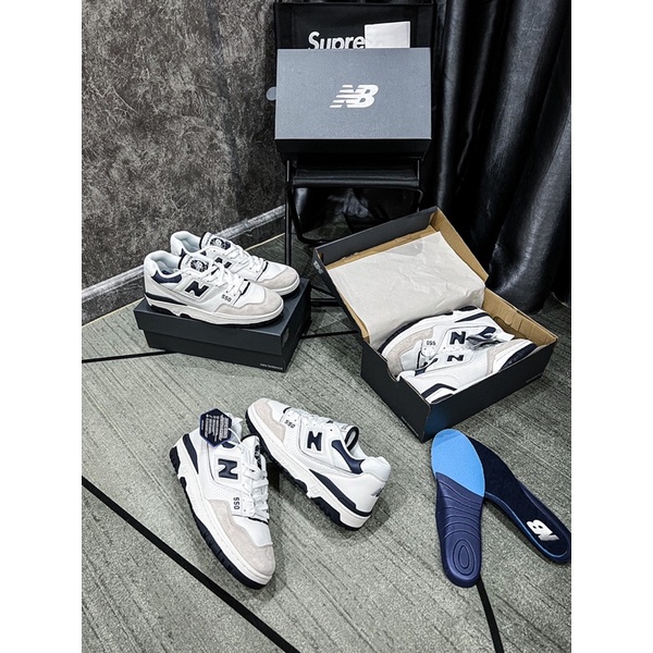 Giày thể thao cổ thấp | NB 550 White Navy cao cấp