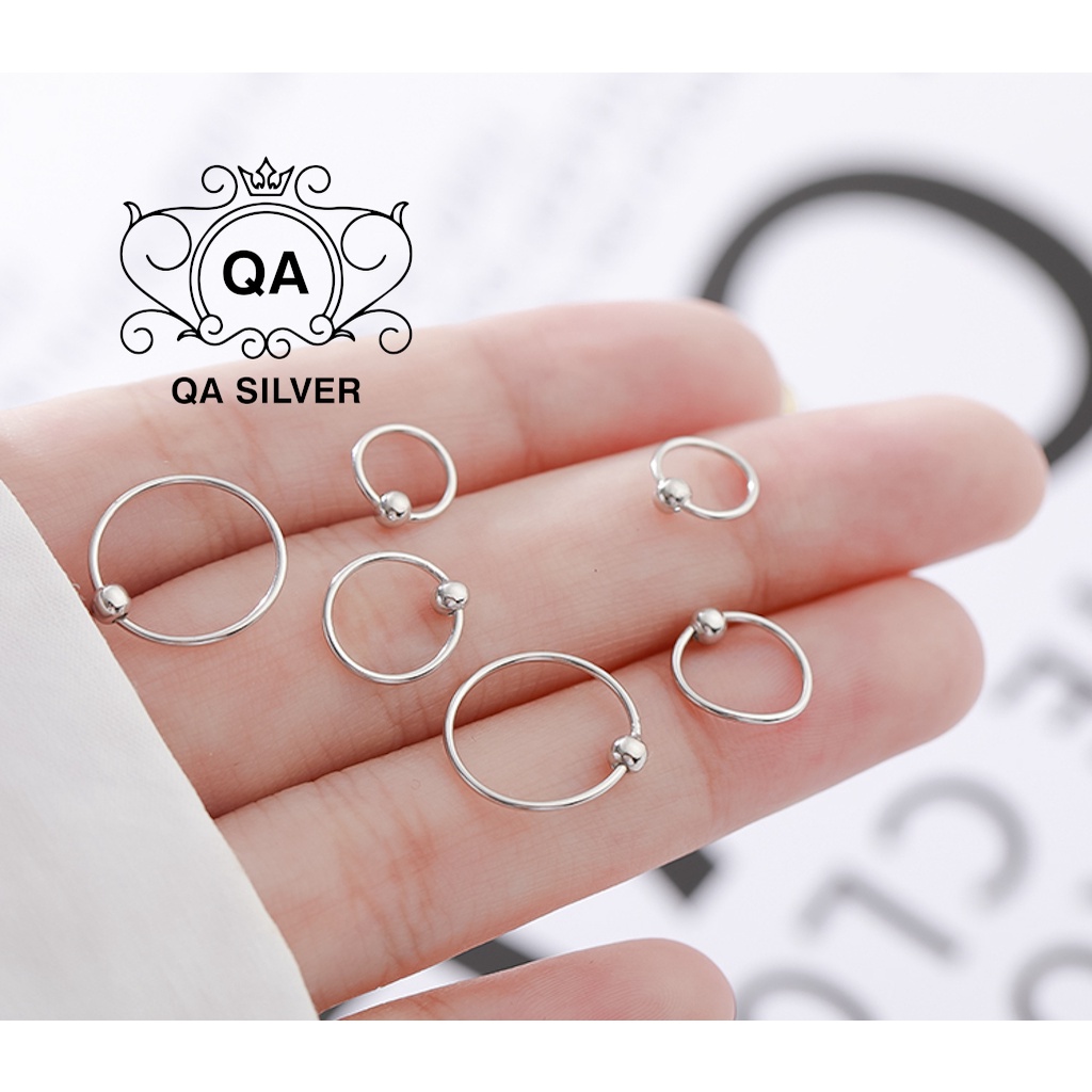 Khuyên tai bạc bi tròn vòng khoen vành đeo mũi môi bông tai nam kẹp vành S925 MINIMAL Silver Earrings QA SILVER EA190910