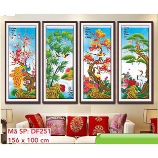 Tranh đính đá tứ quý xuân hạ thu đông DF251