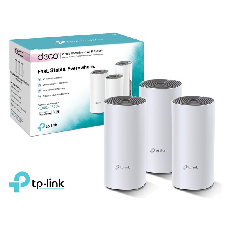 Bộ Phát Wifi Mesh Băng Tần Kép TPLink Deco E4 AC1200 MUMIMO 3pack Hàng Chính Hãng