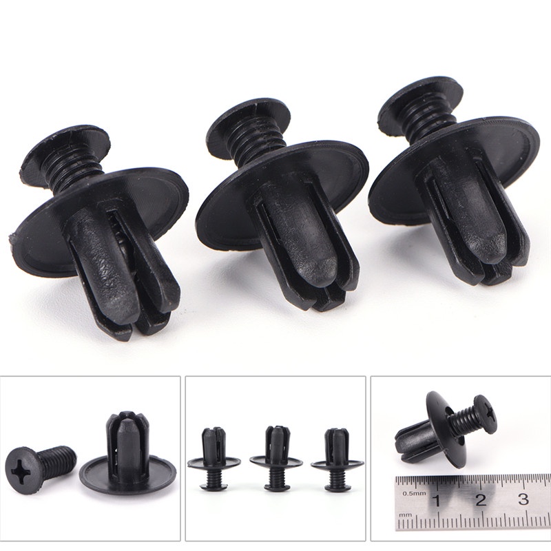 FENDER Bộ 50 Đinh Tán Nhựa Màu Đen 8mm Chuyên Dụng Cho Tấm Chắn Bùn Trước Xe Hơi