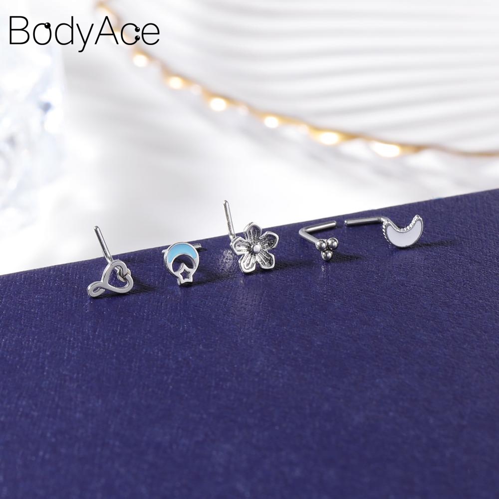 1 Khuyên Mũi Inox Hình Hoa Bướm Đính Đá Thời Trang