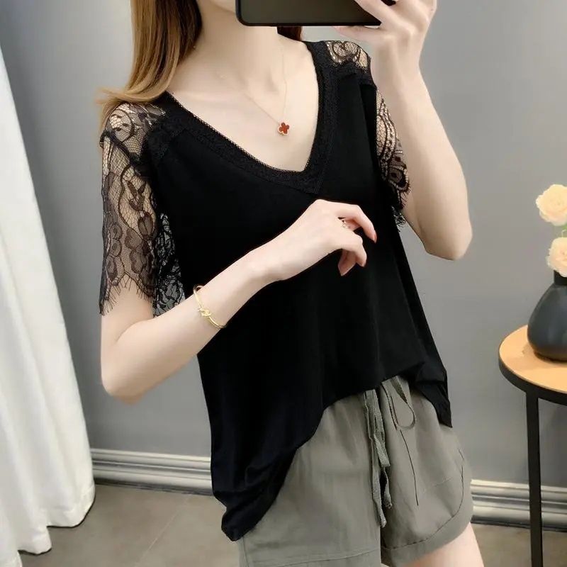 Áo Thun Tay Ngắn Cổ Chữ V Plus Size Cho Nữ C9407 [50-150KG]