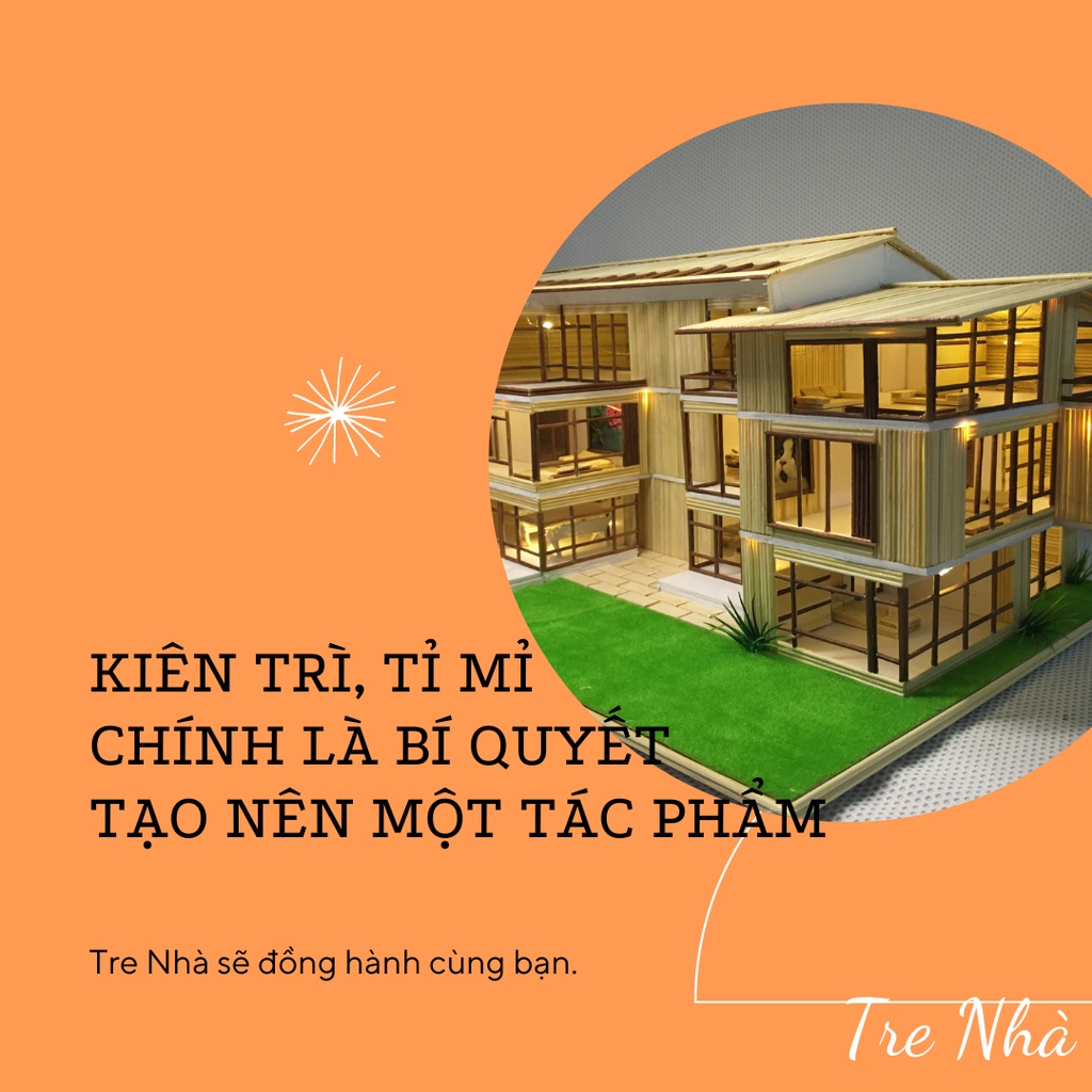 Bộ KIT làm Biệt thự tăm tre gắn Bể thủy sinh Size A4