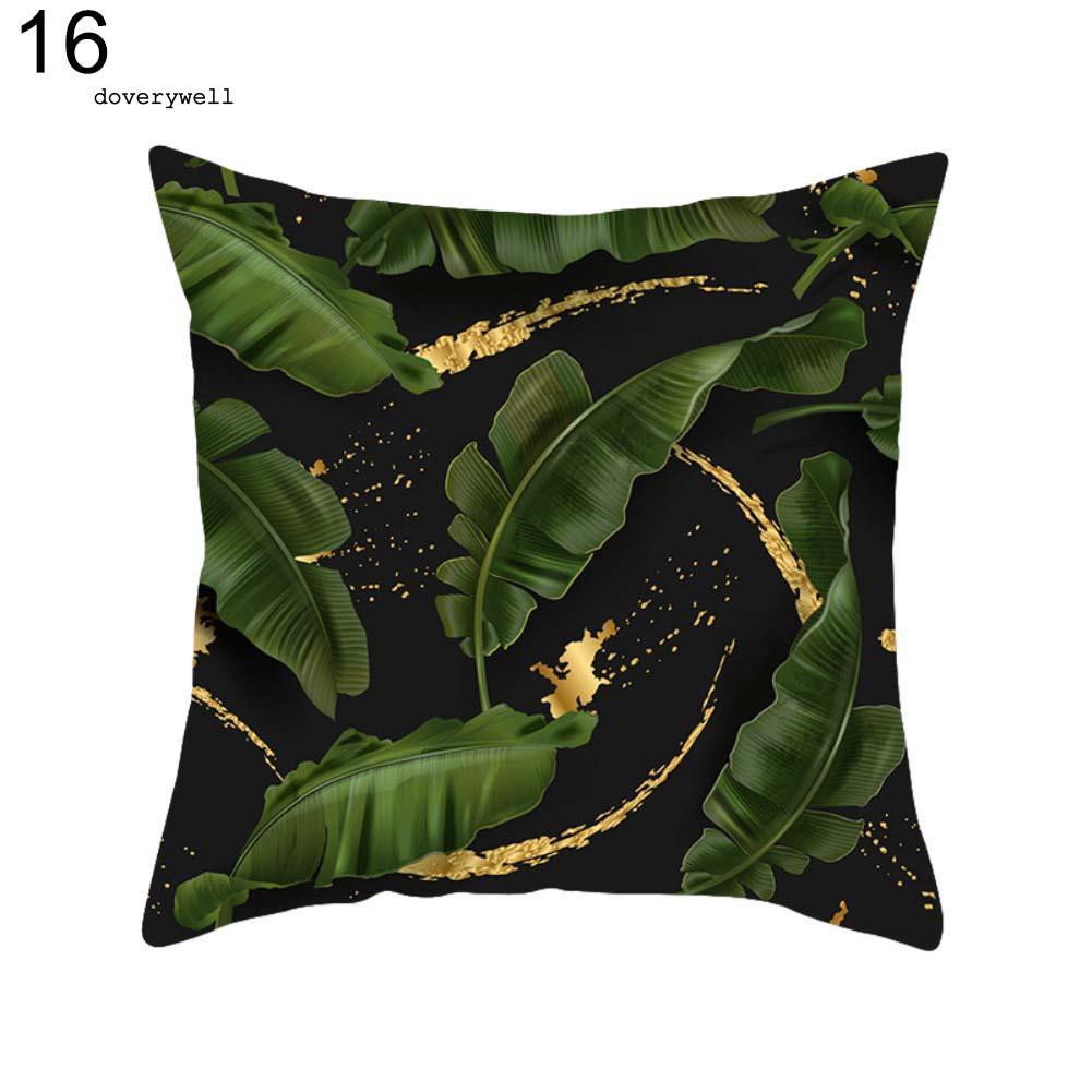 Áo gối khổ vuông 45cm X 45cm in họa tiết lá cây nhiệt đới sáng tạo