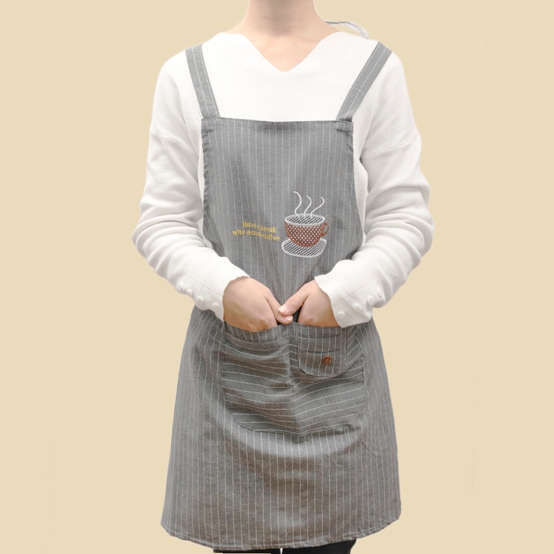Tạp Dề Bằng Cotton Và Lanh Chống Dầu Mỡ Thiết Kế Thời Trang Cho Nữ