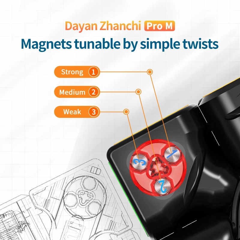 Rubik 3x3 Dayan Zhanchi Pro M Stickerless/Sticker Rubic có nam châm