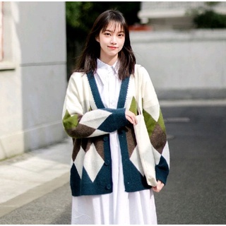 Áo cardigan len mịn hoạ tiết quả trám Quảng Châu