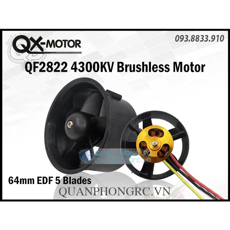 Động cơ QX-MOTOR Ducted Fan 64mm EDF 5 Blades QF2822 4300KV Brushless Motor 3-4S