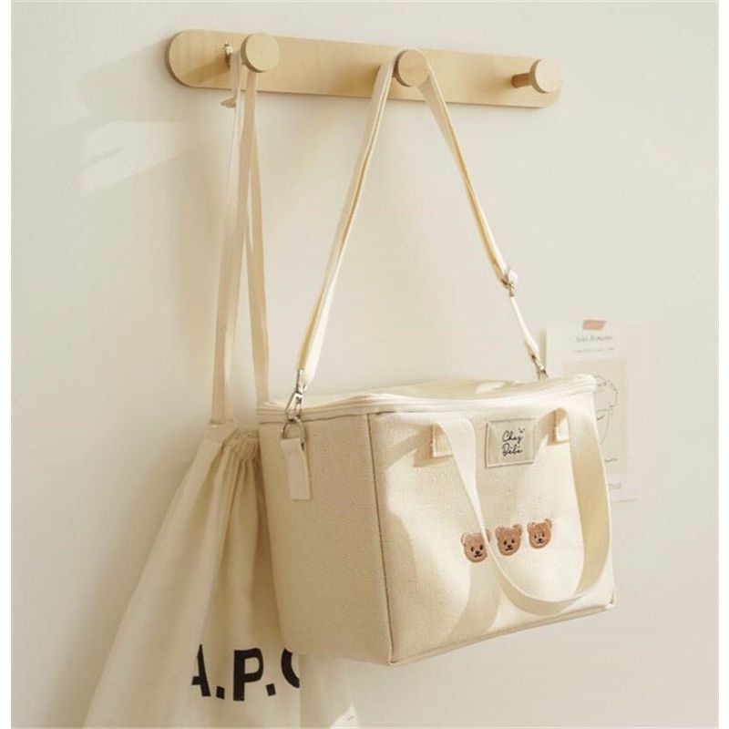 Túi đựng bỉm sữa giữ nhiệt hình 3 con Gấu (KT 25x20x13)