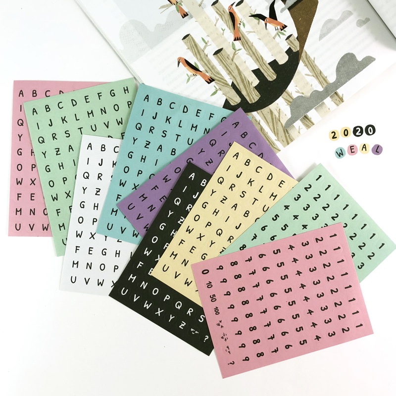 Sticker alphabet/chữ số nhiều màu xinh xắn