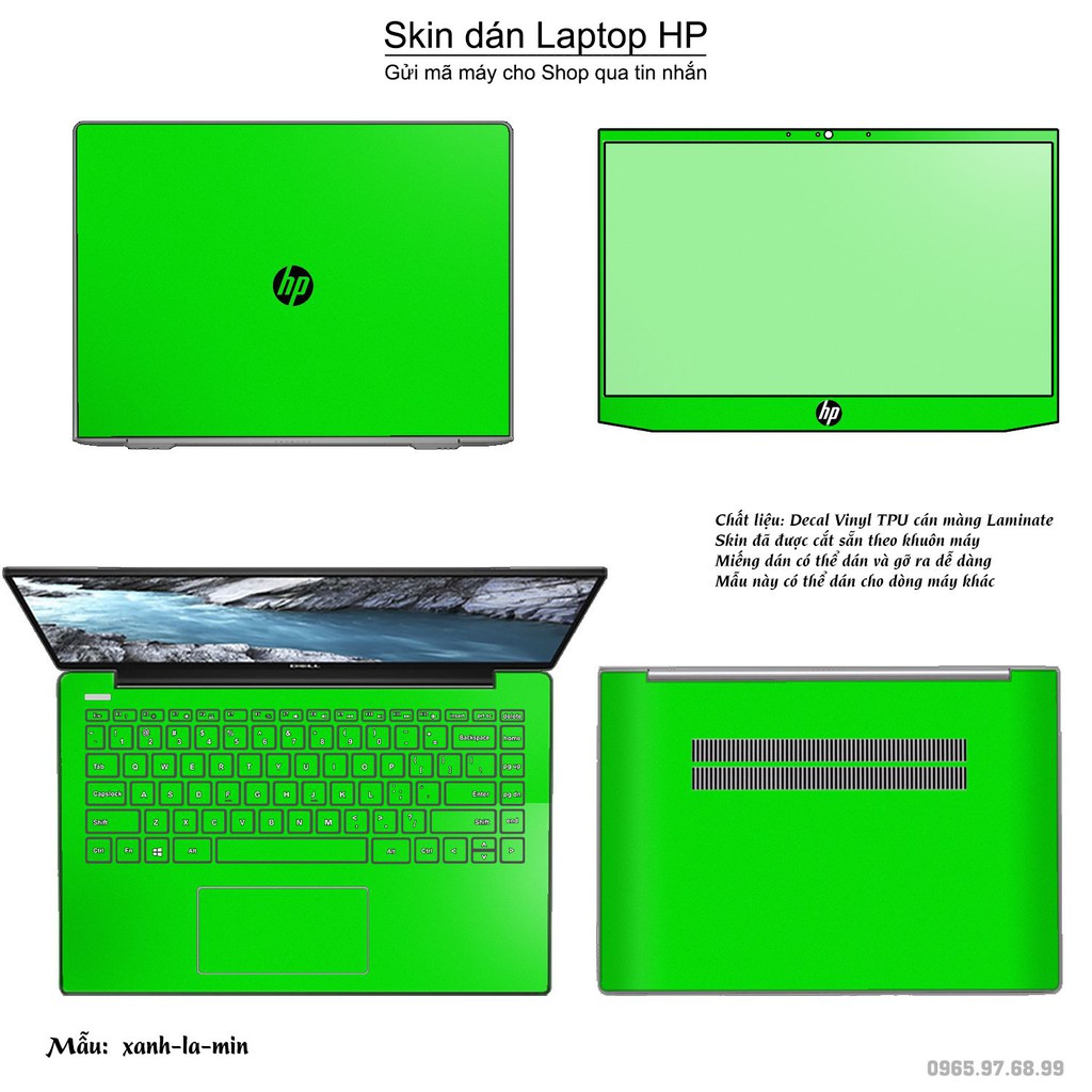 Skin dán Laptop HP màu xanh lá mịn (inbox mã máy cho Shop)