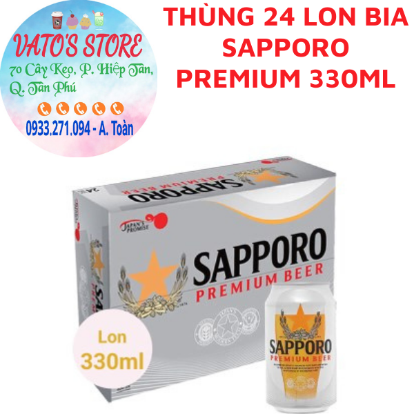 Thùng 24 lon bia Sapporo Premium (330ml/lon) / Lốc 6 lon bia Sapporo Premium 330ml