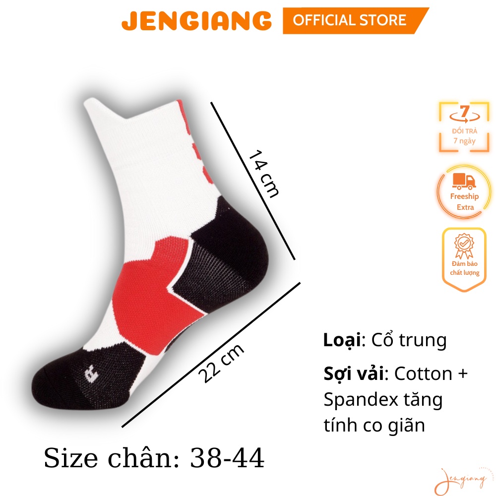 Tất thể thao cao cổ nam phối màu Jengiang- Vớ bóng đá nam dày dặn phong cách châu Âu