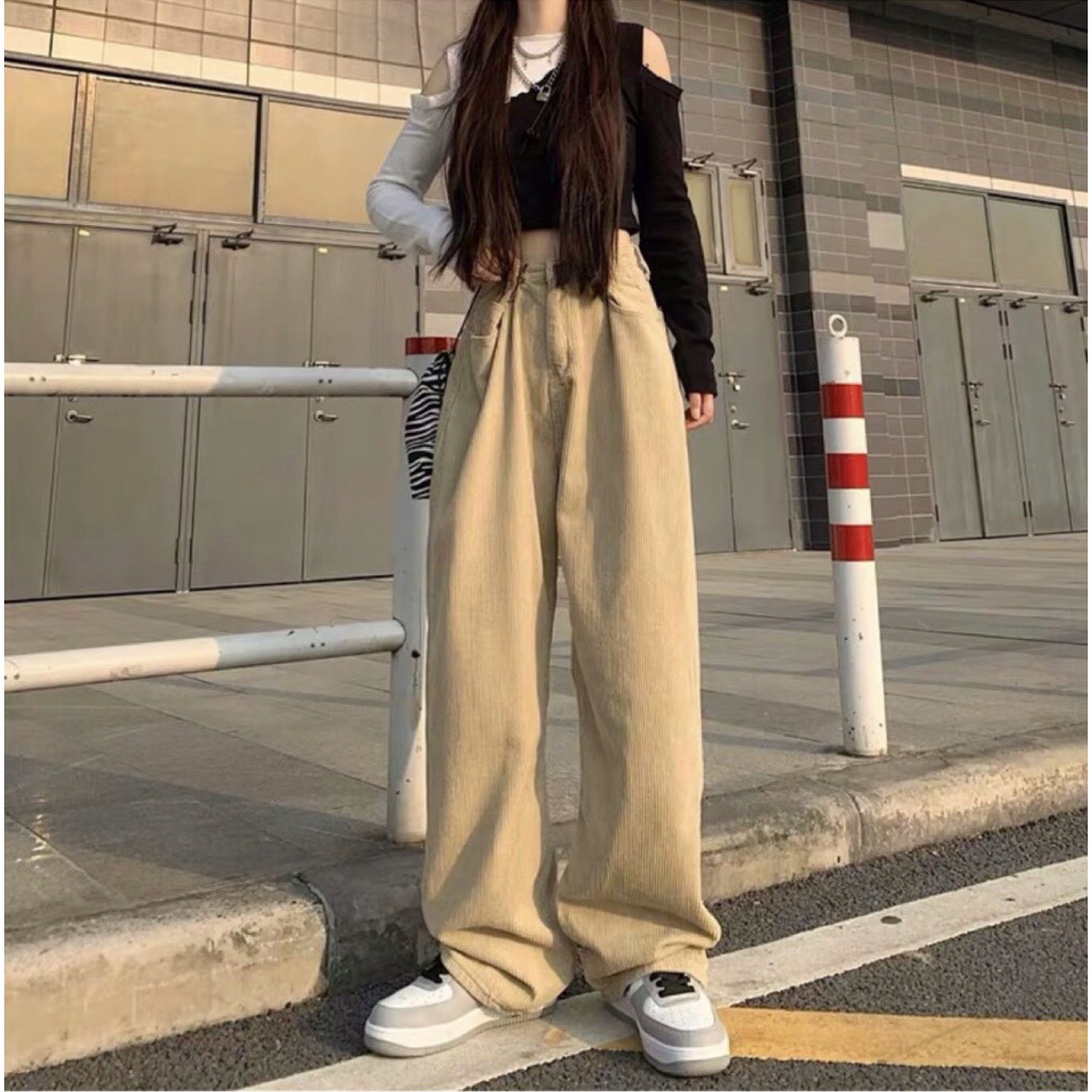 Quần Ống Rộng GÀI EO NHUNG Ulzzang Unisex 1hitshop