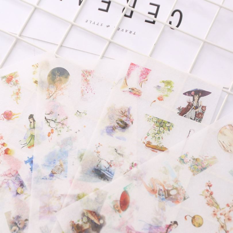 Bộ 6 Tấm Sticker Giấy Trang Trí Cổ Trang Ver.1