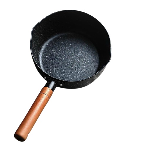 Chảo chống dính đáy lòng sâu có tay cầm cán gỗ chống bỏng size 18cm