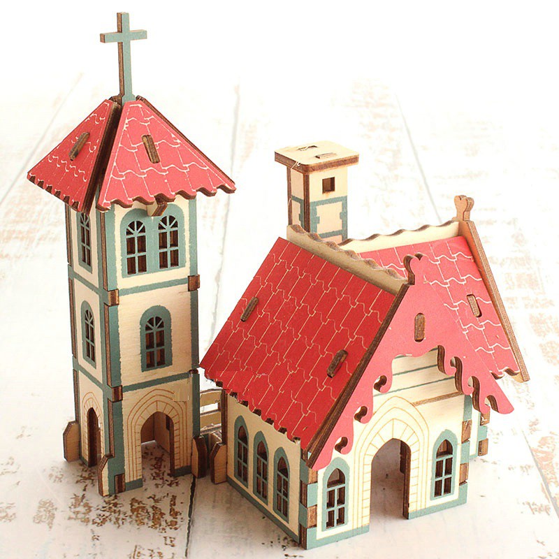 Đồ chơi lắp ráp gỗ 3D Mô hình Nhà gỗ European Chapel LC-P483