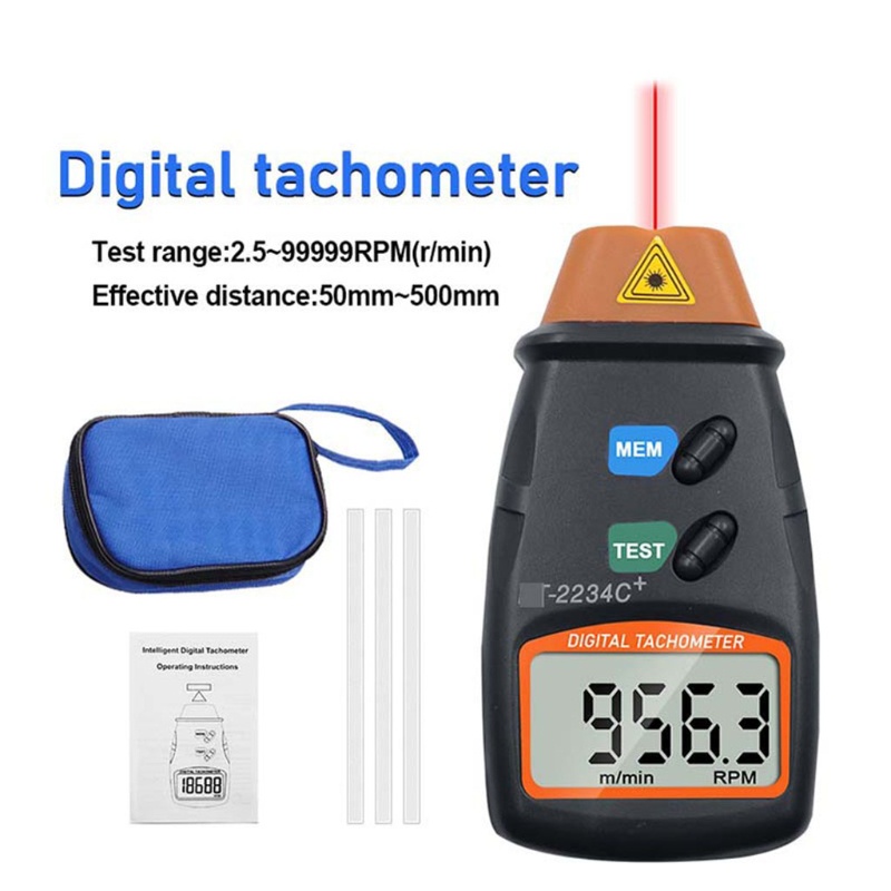 Máy Đo Tốc Độ RPM 2.5RPM - 99,999RPM Không Tiếp Xúc Màn Hình LCD Kỹ Thuật Số