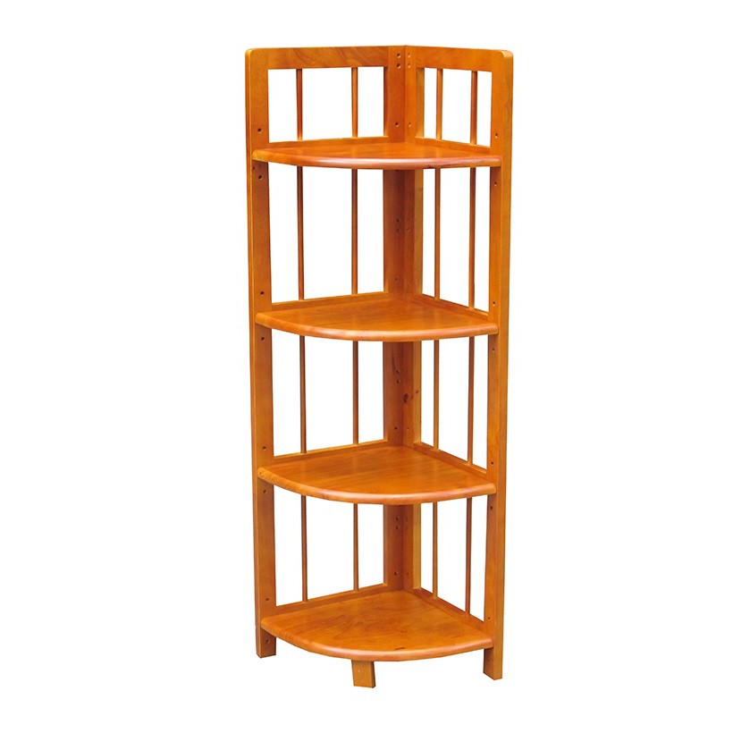 Kệ góc tường gỗ cao su tự nhiên 4 tầng lắp ráp dễ dàng